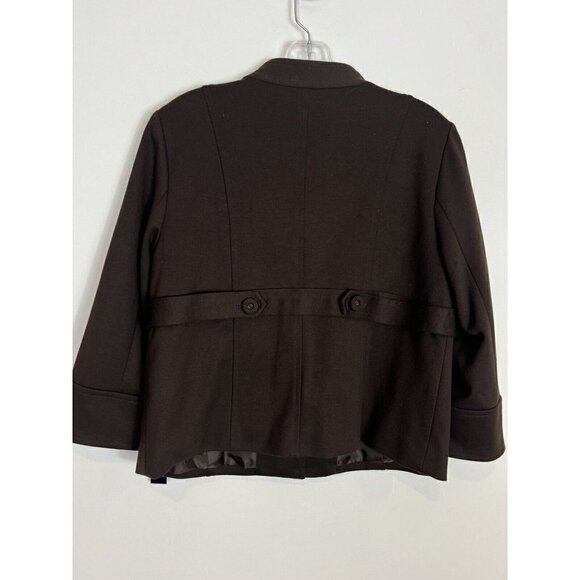 Sandro Sportswear Jacket Crop Swing Boxy Small Stretch Work Career Brown New NWT - Picture 2 of 7